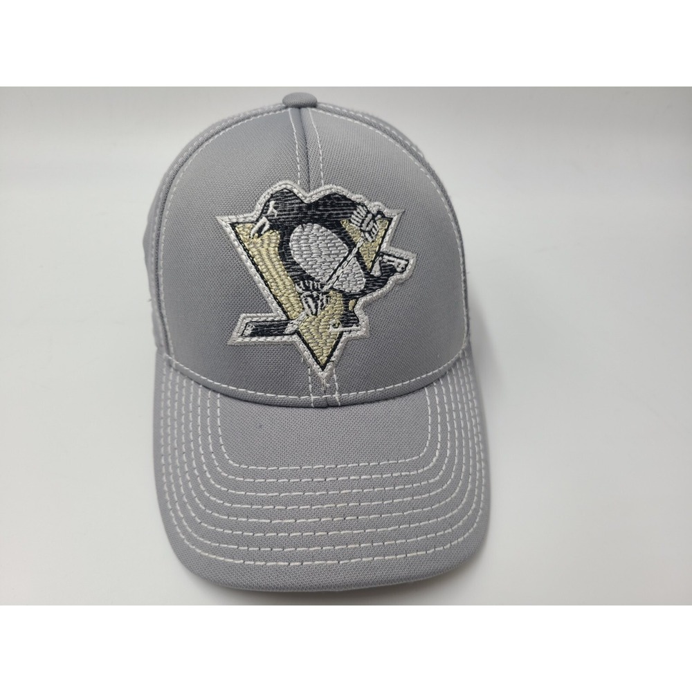 Pittsburgh Penguins Reebok Center Ice Flex Fitted S-M Hat Cap Men Women NHL Gray
